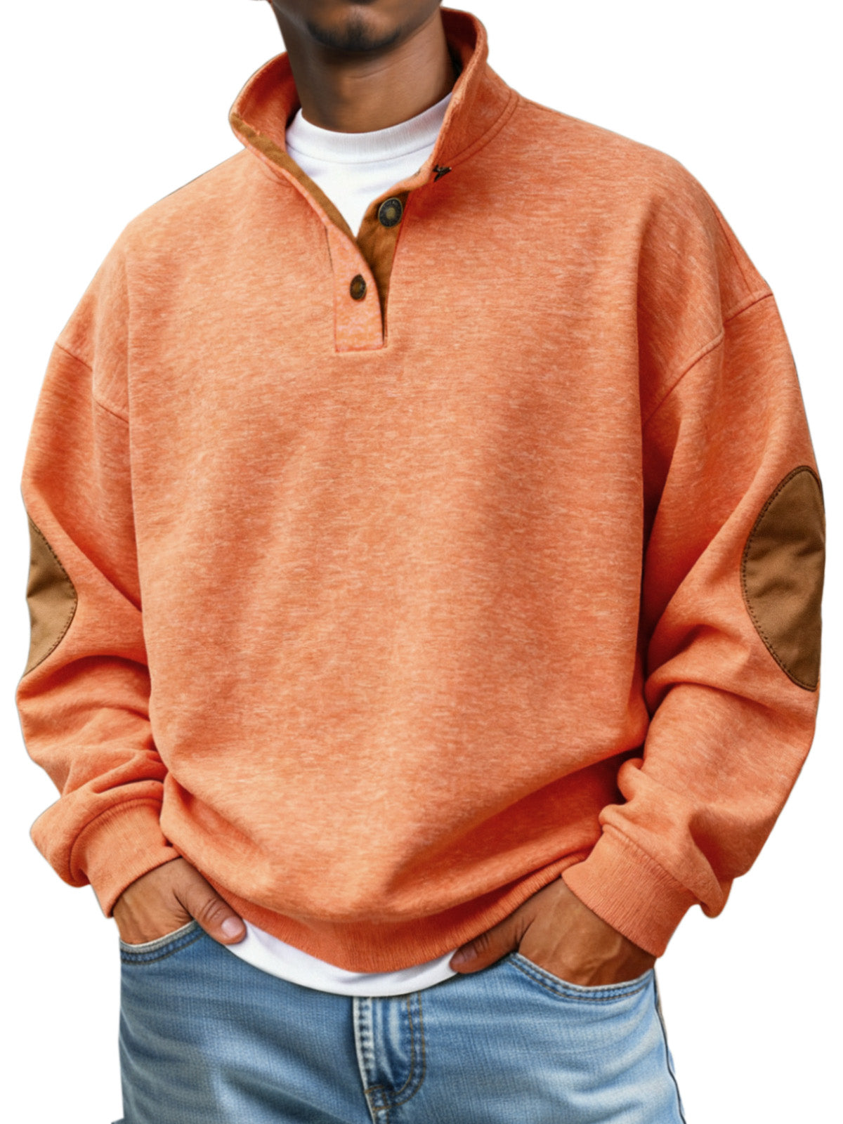 Men's Casual Solid Color Articulated Stand Collar Button Sweater