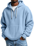 Men's Casual Solid Color Waffle Zipper Long Sleeve Hooded Sweatshirt