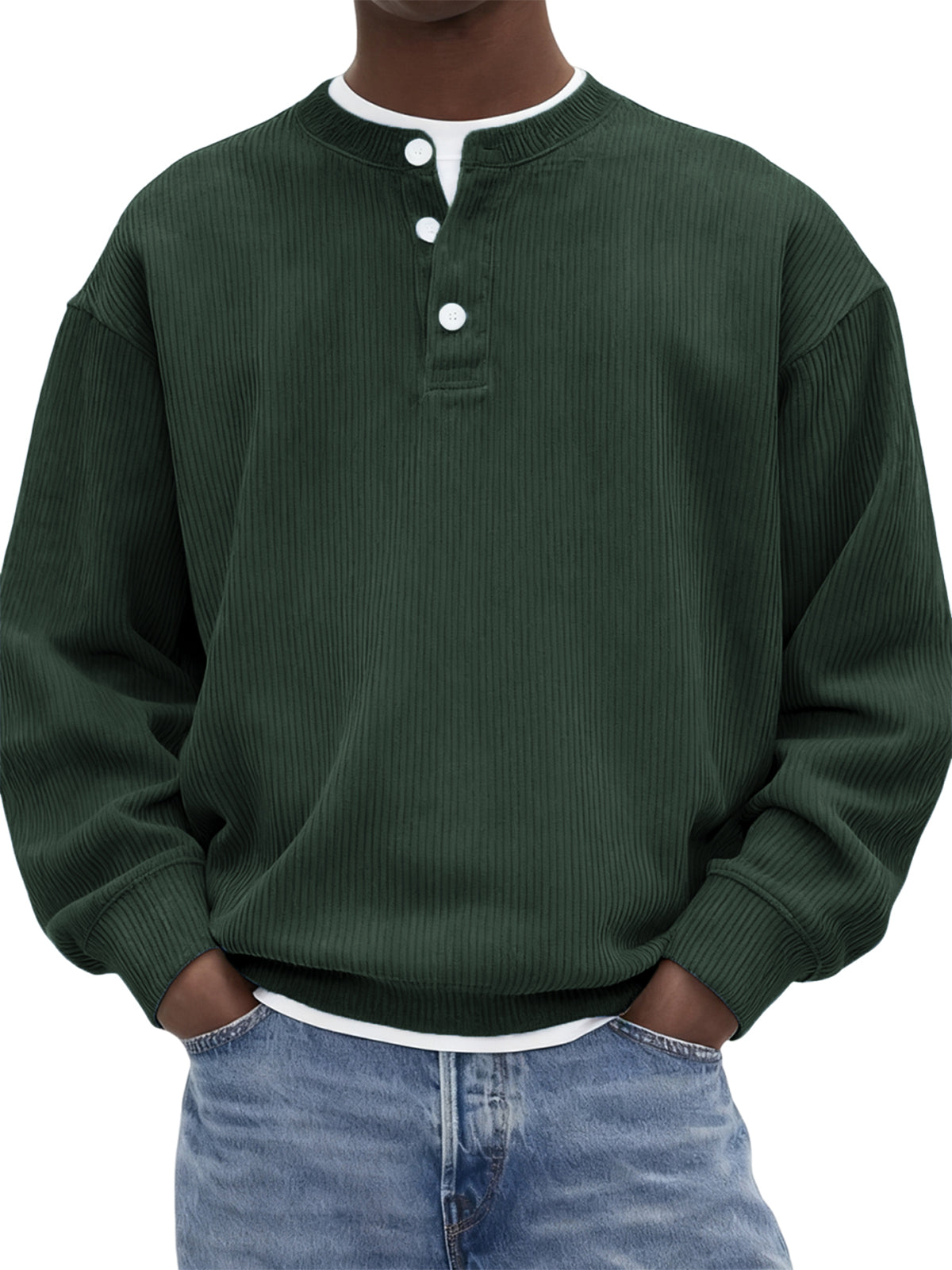 Men's Stylish Corduroy Ribbed Pullover Henley